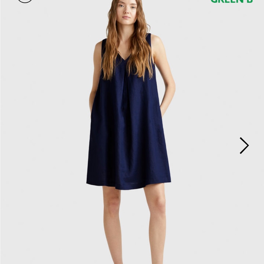 United Colors Of Benetton Sleeveless Dress in Pure Linen